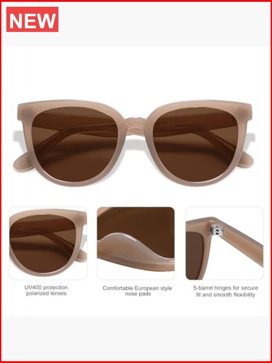 Cat Eye Round Polarized Sunglasses for Women UV Protection TAC Lens main image 4